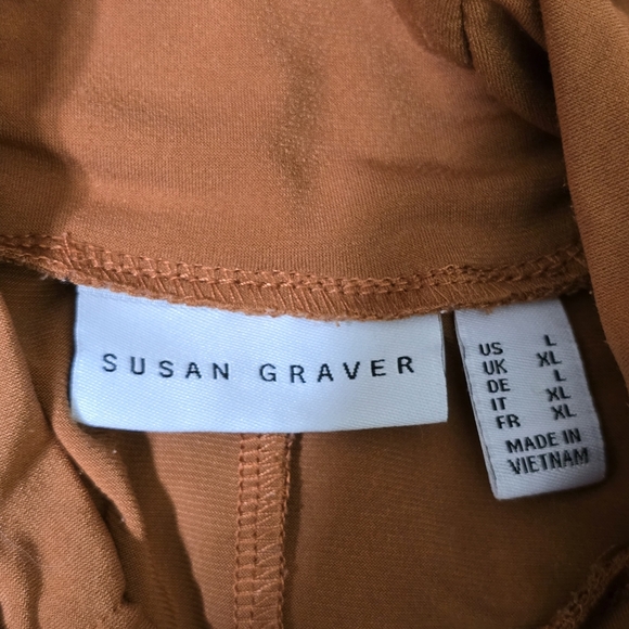 SUSAN GRAVER size Large Liquid Knit 3/4 Sleeve‎ Mock Neck Keyhole Tunic Copper - Picture 9 of 12